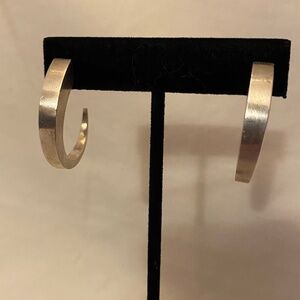 Sterling Silver Spike Hoop Earrings 1.5"